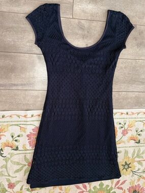 Vintage 90s Mica Women’s Navy Lace Crochet Dress Size 4